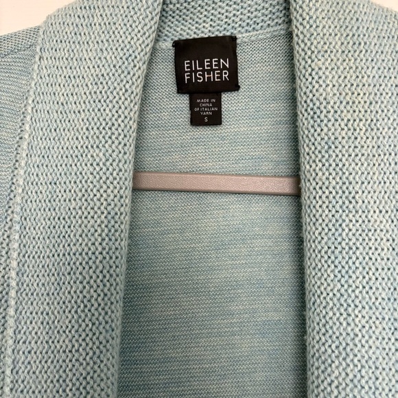Eileen Fisher 100% Wool Open Front Cardigan Sweater Seafoam Blue Size Small - Picture 2 of 4